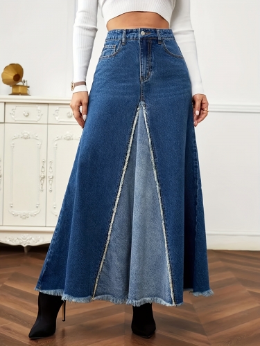 Charming patchwork long skirt