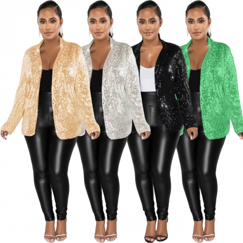 Solid lapel sequin blazer