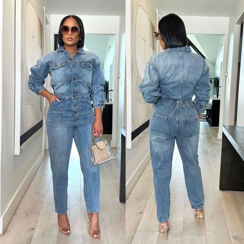 Fashion and sexy denim jumpsuit