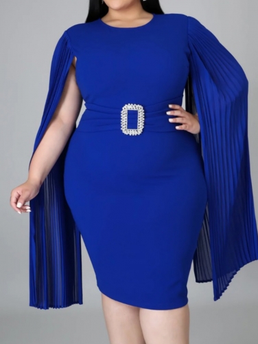 Fashionable round neck shawl sleeve oversized dress