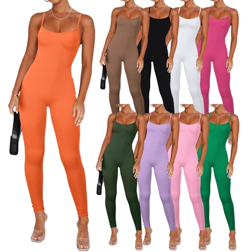 Tight pit strap sports jumpsuit