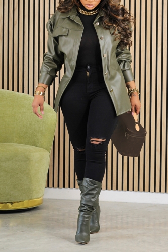 PU long sleeved jacket