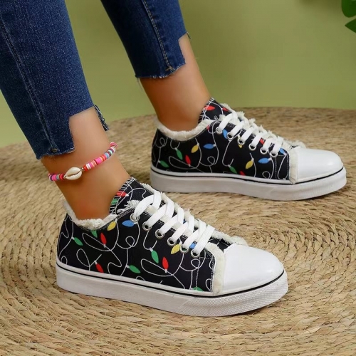 Lace up thick soled canvas shoes