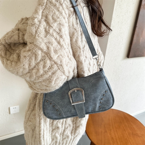 Retro denim color shoulder bag