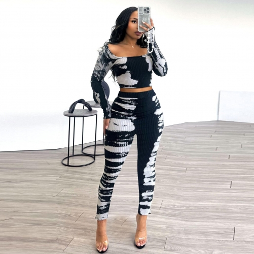 Sexy printed elastic pit strip two-piece set