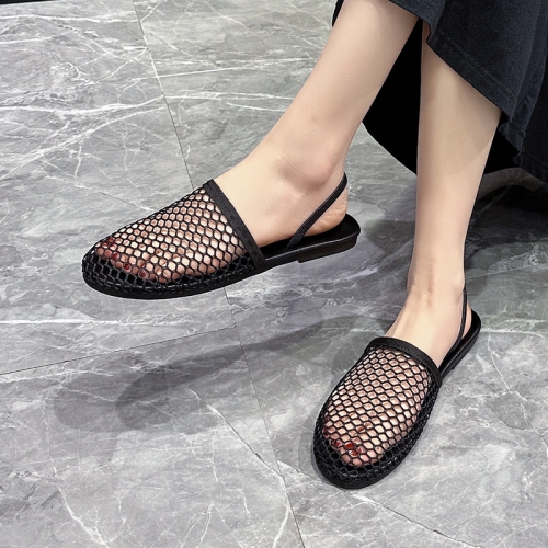 Fish net woven hollow sandals