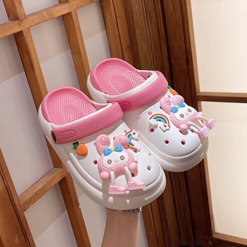 Cute color blocking thick sole slippers
