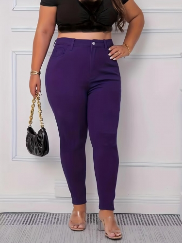 Plus size elastic slim fit jeans