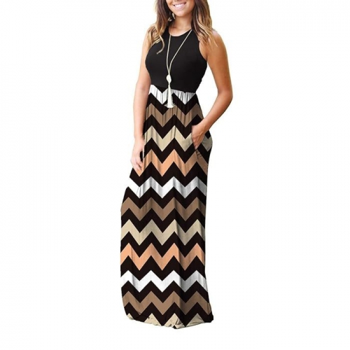 Colorful Wave Pattern Sleeveless Dress