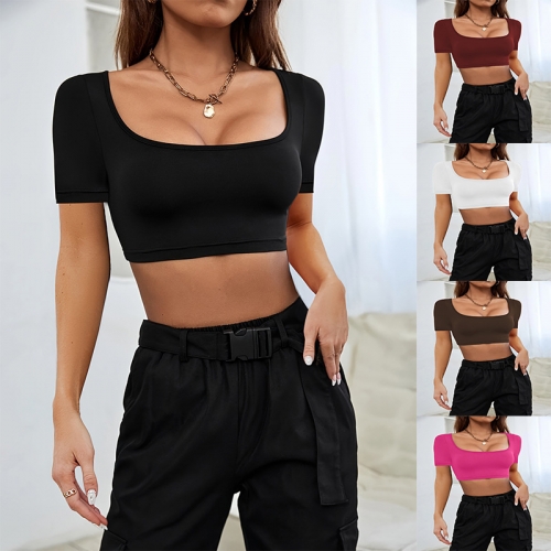 Casual Knitted High Elastic T-shirt Top