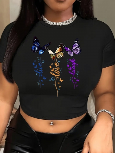 Leisure letter printed T-shirt top