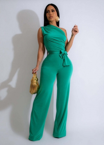 Casual sleeveless straight jumpsuit