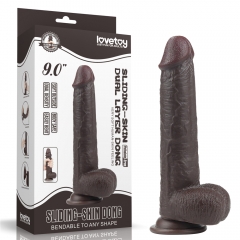 9'' Sliding Skin Dual Layer Dong - Black