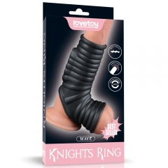 Vibrating Wave Knights Ring with Scrotum Sleeve (Black)