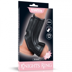 Vibrating Ridge Knights Ring with Scrotum Sleeve (Black)