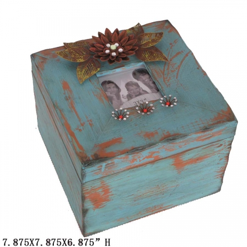 Handmade shabby chic jewellery box with photo frame-Ason