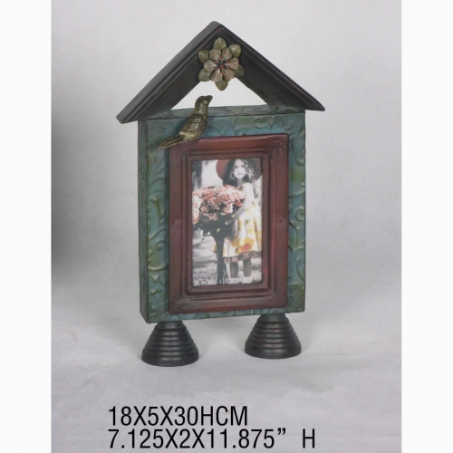 Bird house shaped shabby chic decorative hand painted table photo frame