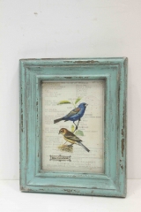 Antique wooden blue photo frame