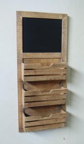 Vintage 3-tier wooden wall shelf with chalkboard