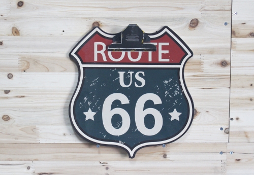 Antique wood framed route US 66 wall decor