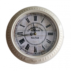 Antique white 14'iron round wall clock