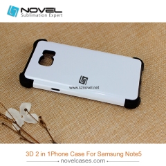 3D 2 in 1 heavy duty sublimation mobile phone cover for Sam galaxy note 5