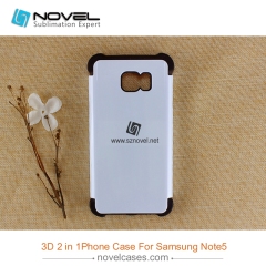 3D 2 in 1 heavy duty sublimation mobile phone cover for Sam galaxy note 5