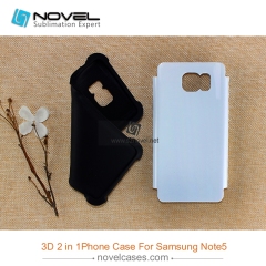3D 2 in 1 heavy duty sublimation mobile phone cover for Sam galaxy note 5