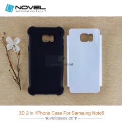 3D 2 in 1 heavy duty sublimation mobile phone cover for Sam galaxy note 5