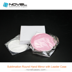 Sublimation Round hand mirror with leader case