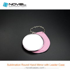 Sublimation Round hand mirror with leader case