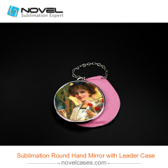 Sublimation Round hand mirror with leader case