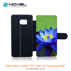 Customised sublimation pu leather wallet for Sam galaxy note 7 with tpu case inside