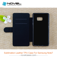 Customised sublimation pu leather wallet for Sam galaxy note 7 with tpu case inside