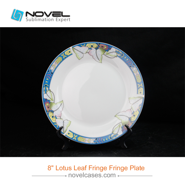 8 Inch Sublimation Blank Ceramic Lotus Leaf Fringe Fringe Plate