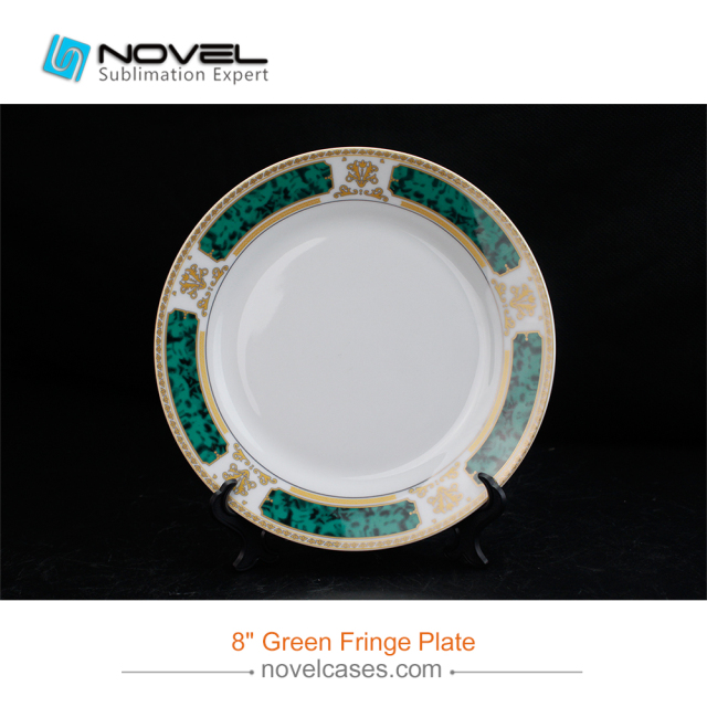 8 Inch Sublimation Blank Ceramic Green Fringe Plate