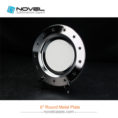 6 Inch Sublimation Metal Plates Round Star Side Silver Plate