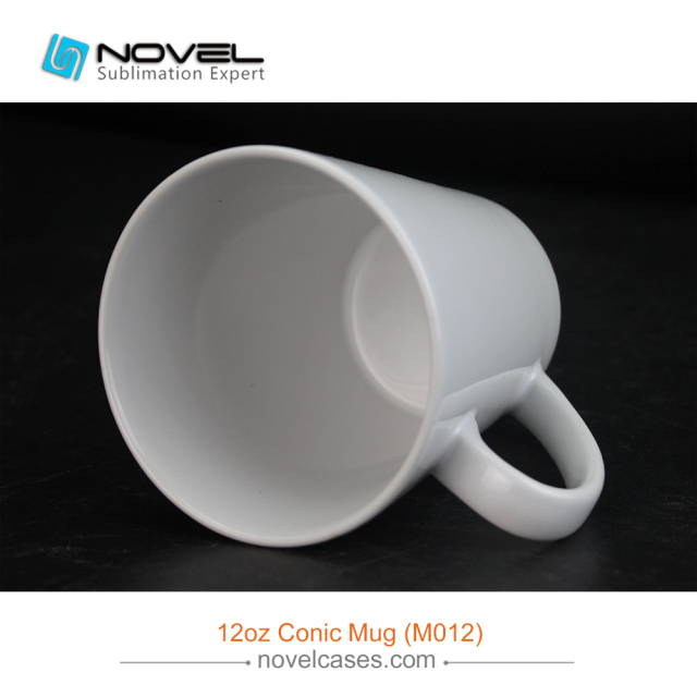 Sublimation Black White 12 oz Conical Mug Ceramic Coffee Cup