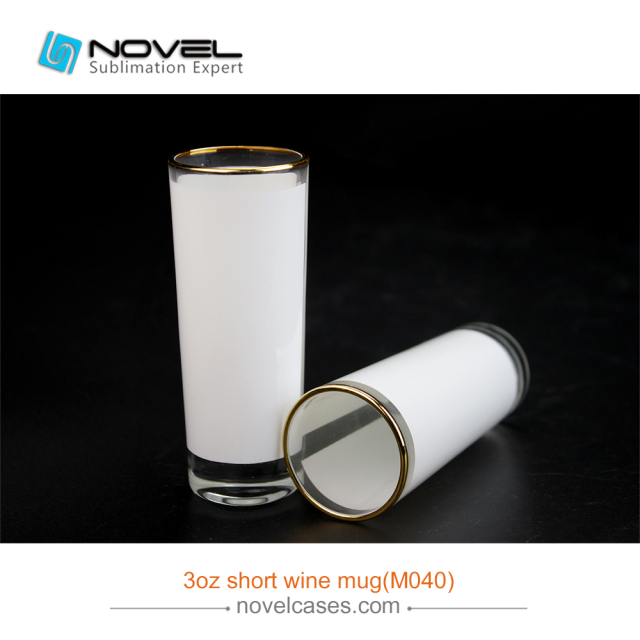 3.0 OZ Shot Wine Glass Cup With Golden Rim, Short  Wine Mug