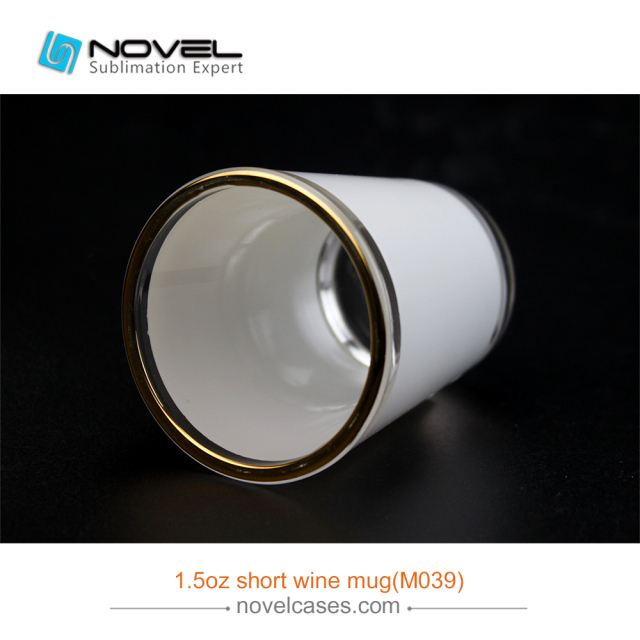 1.5 OZ Shot Wine Glass Cup With Golden Rim for Sublimation Printing