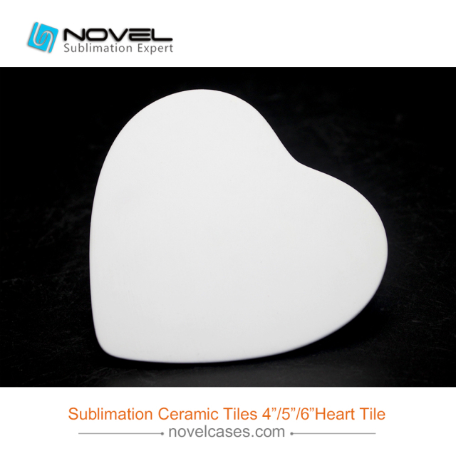 Heart Shaped Sublimation White Ceramic Tile,4"/5"/6" Available