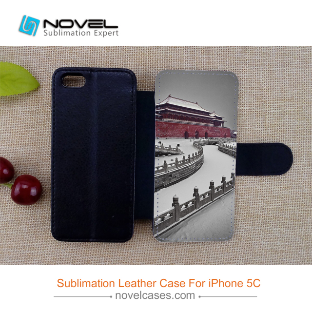 For iPhone 5C Popular Phone Wallet Sublimation Blank PU Leather Case