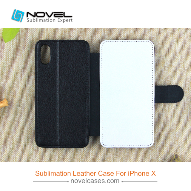 New Sublimation Flip Leather Wallet Card Holder For iPhone X