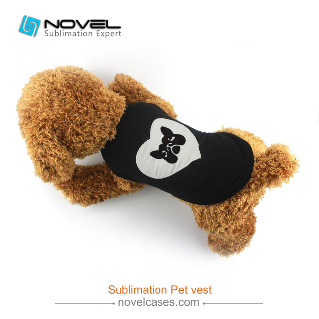 New Custom Sublimation Black Pet Vest Lovely Pet Clothes