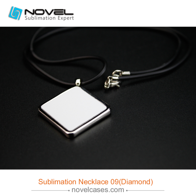 Popular Sublimation Blank Necklace With Leather Cord--Diamond Shaped