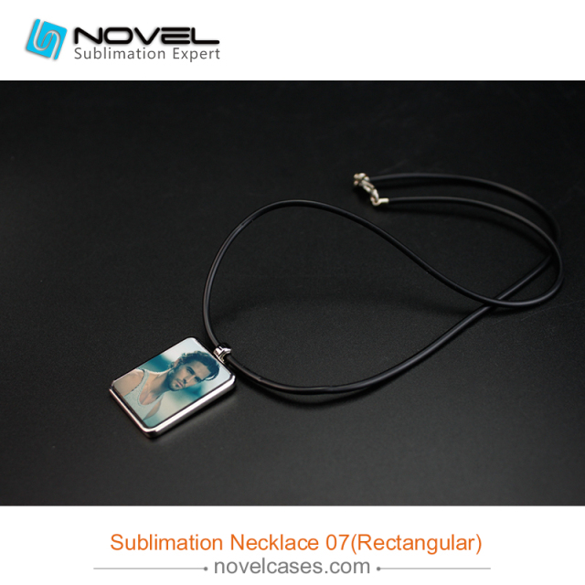 Popular Sublimation Blank Necklace With Leather Cord--Rectangular Shaped