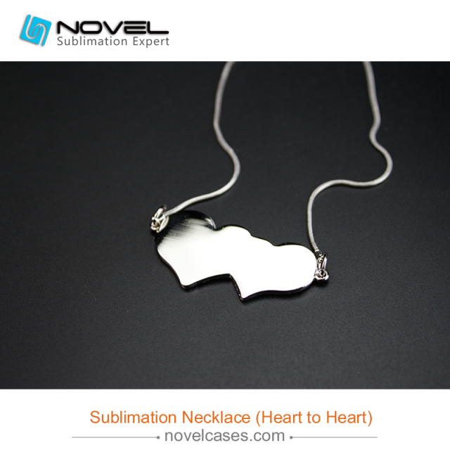 Popular Sublimation Blank Necklace--Double Heart To Heart Shaped