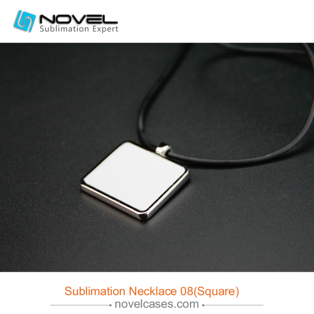 Popular Sublimation Blank Necklace With Leather Cord--Square Shaped