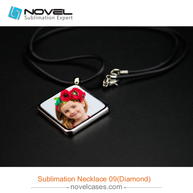 Popular Sublimation Blank Necklace With Leather Cord--Diamond Shaped