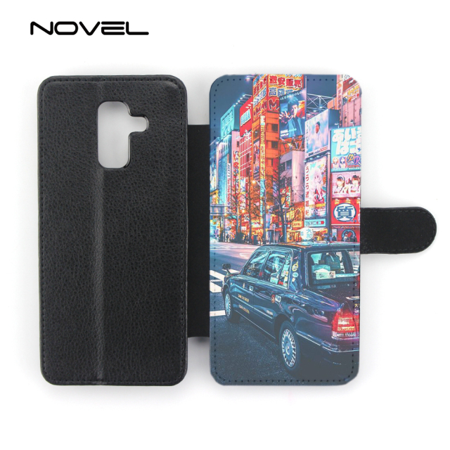 For Galaxy A6 Plus Blank Sublimation PU Leather Flip Phone Wallet Case